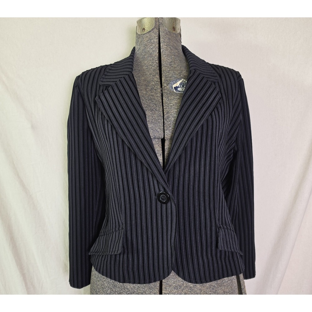 Vintage 90s Rampage Pinstripe Blazer Top Gothic Grunge‎ Velvet Jacket M